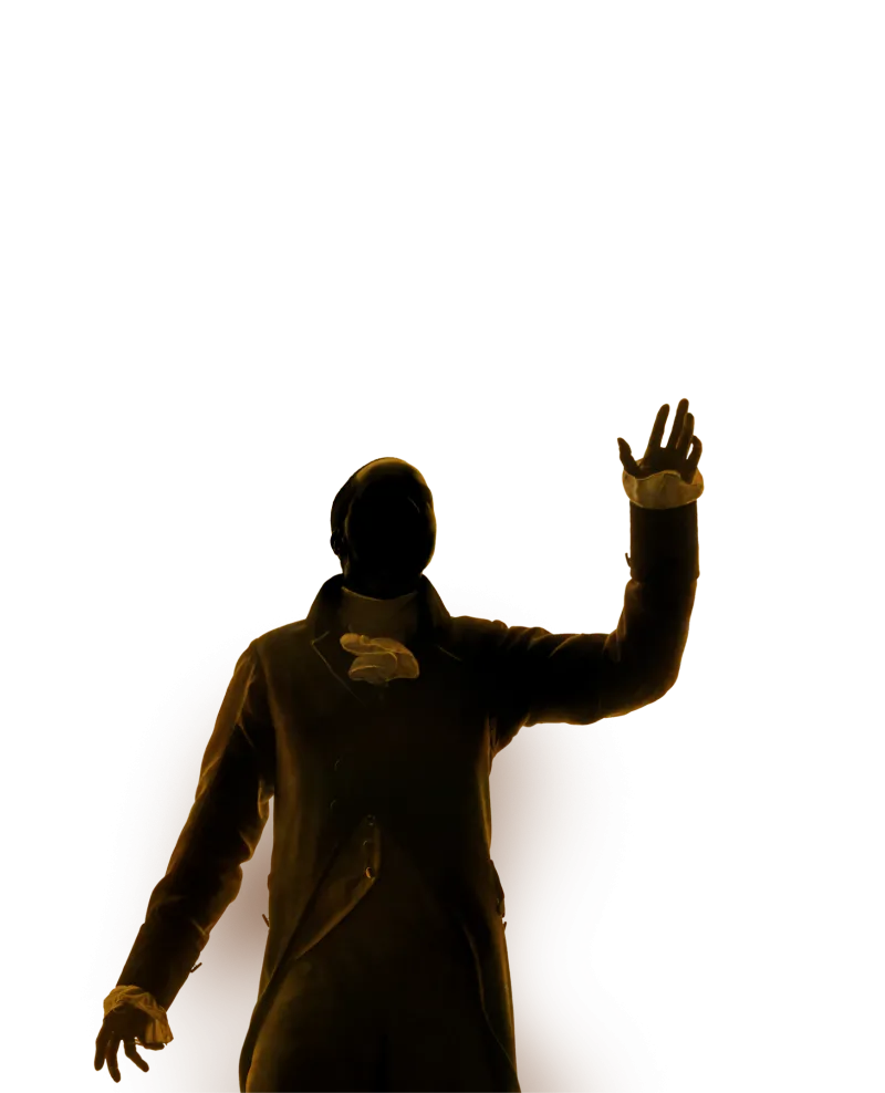 Silhouette of Aaron Burr from musical Hamilton