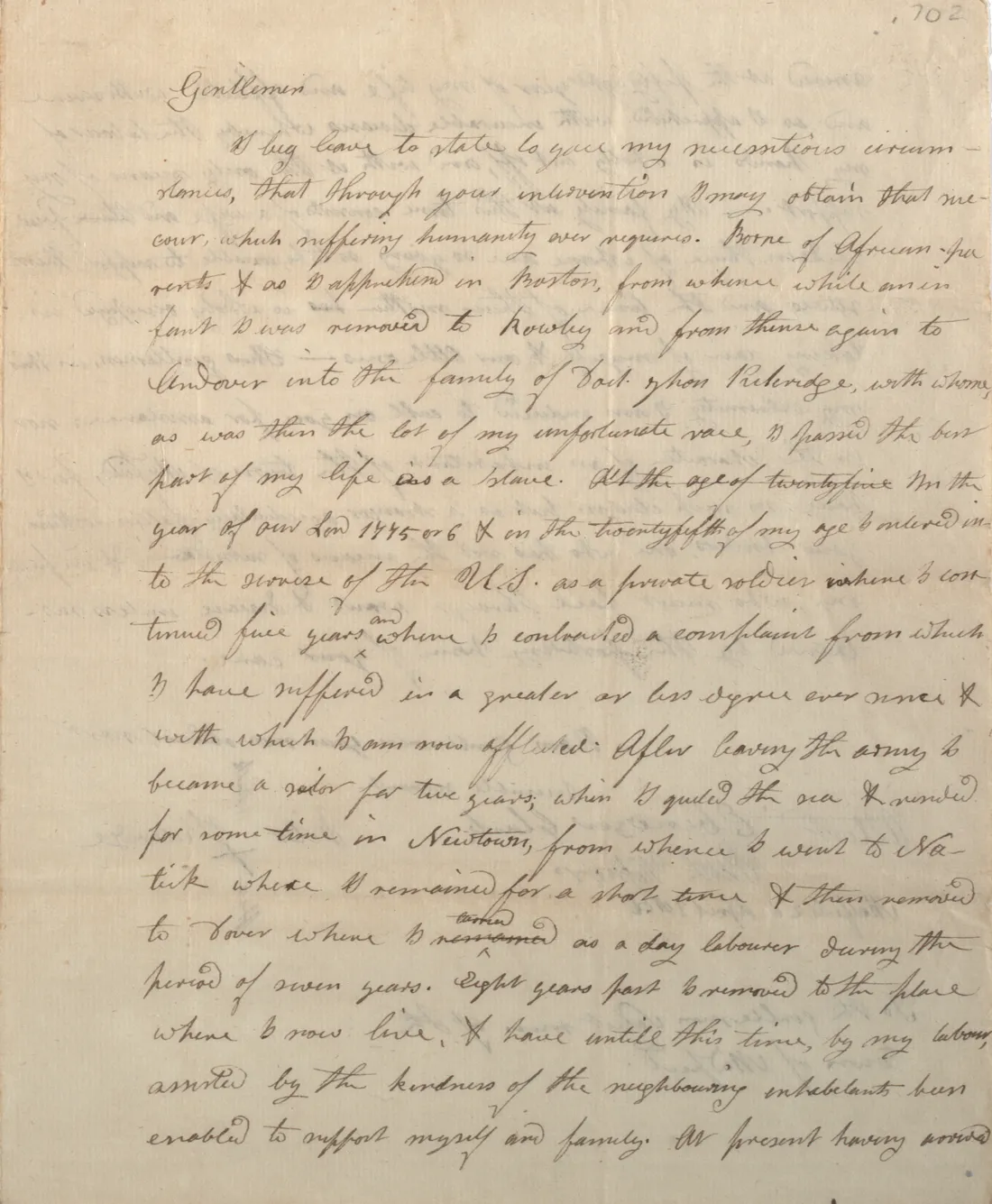 Petiton from Peter Kiteredge to the selectmen of Medfield, April 26, 1806. (The Gilder Lehrman Institute of American History)