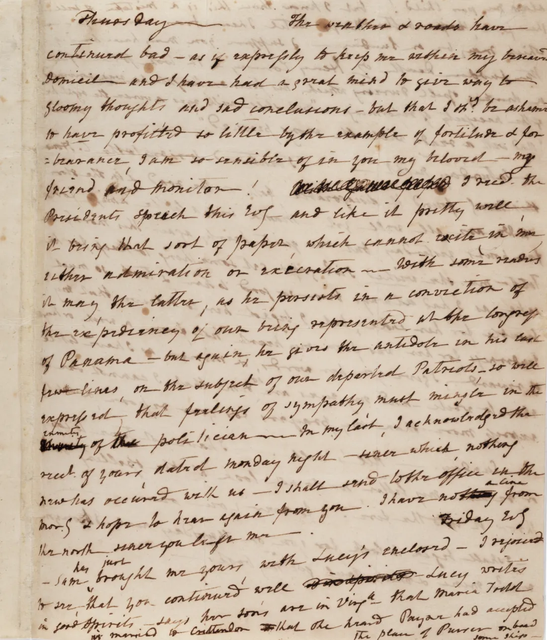 A Letter from Dolley Madison to James Madison, December 10, 1827. (The Gilder Lehrman Institute of American History)