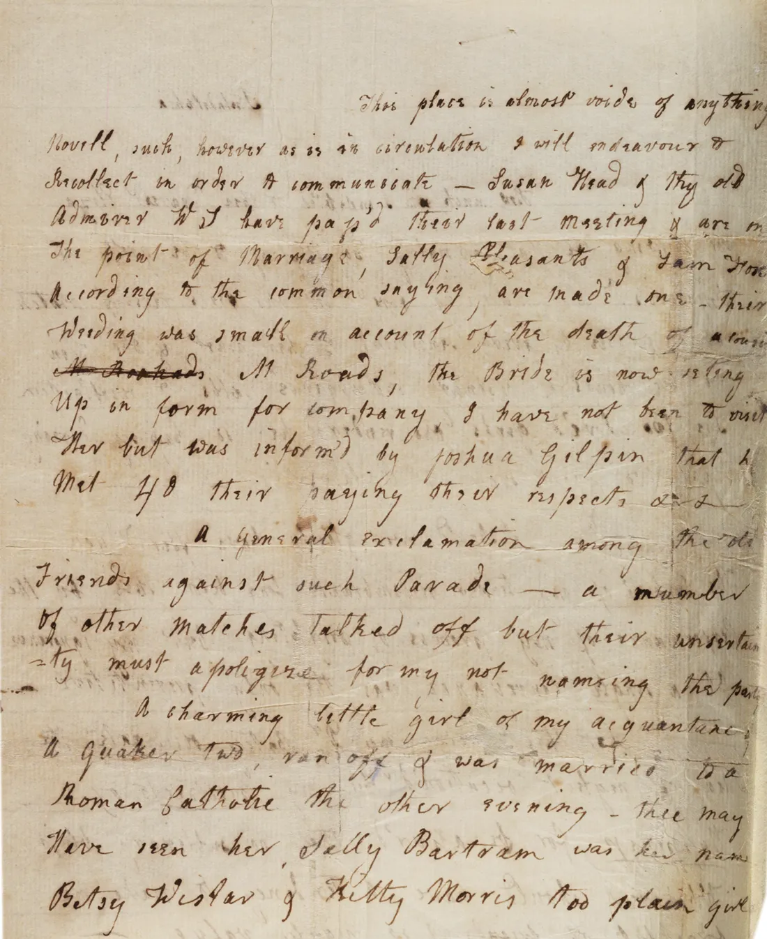 Letter from Dolley Madison to Eliza Brooke, ca. 1785. (The Gilder Lehrman Institute of American History)