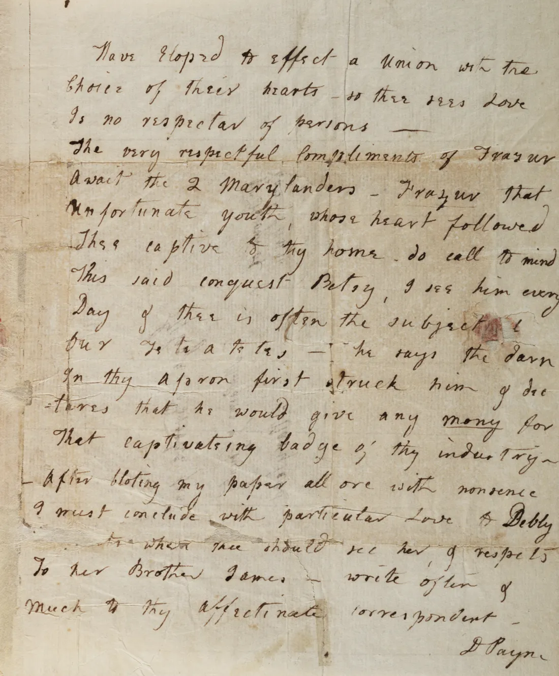 Letter from Dolley Madison to Eliza Brooke, ca. 1785. (The Gilder Lehrman Institute of American History)