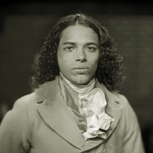 Anthony Ramos as John Laurens. Photo by Josh Lehrer using a camera lens from the mid-1800s.