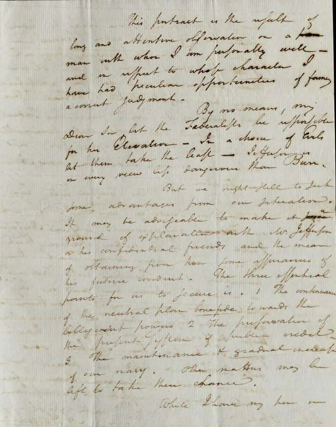 Alexander Hamilton to Harrison Gray Otis, December 23, 1800 (The Gilder Lehrman Institute of American History)