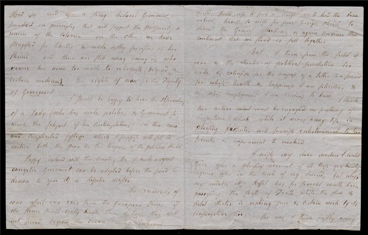 Mercy O. Warren to Catharine Macaulay, September 28, 1787 (The Gilder Lehrman Institute of American History)