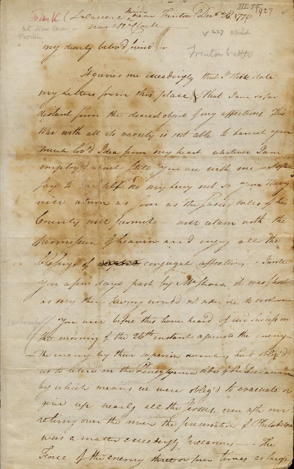 Henry Knox to Lucy Knox, December 28, 1776. (The Gilder Lehrman Institute of American History)