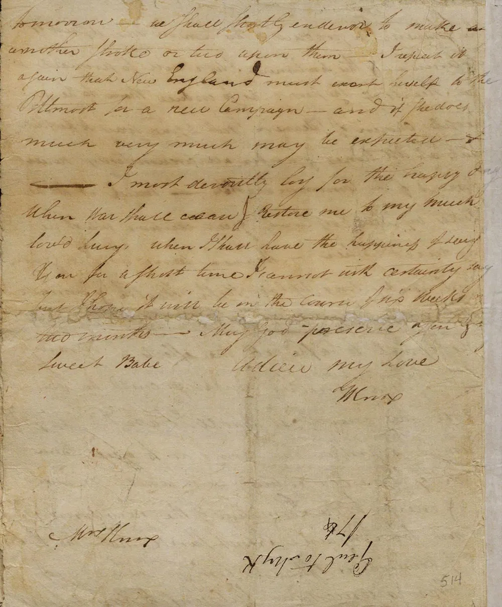 Henry Knox to Lucy Knox, January 7, 1777. (The Gilder Lehrman Institute of American History)