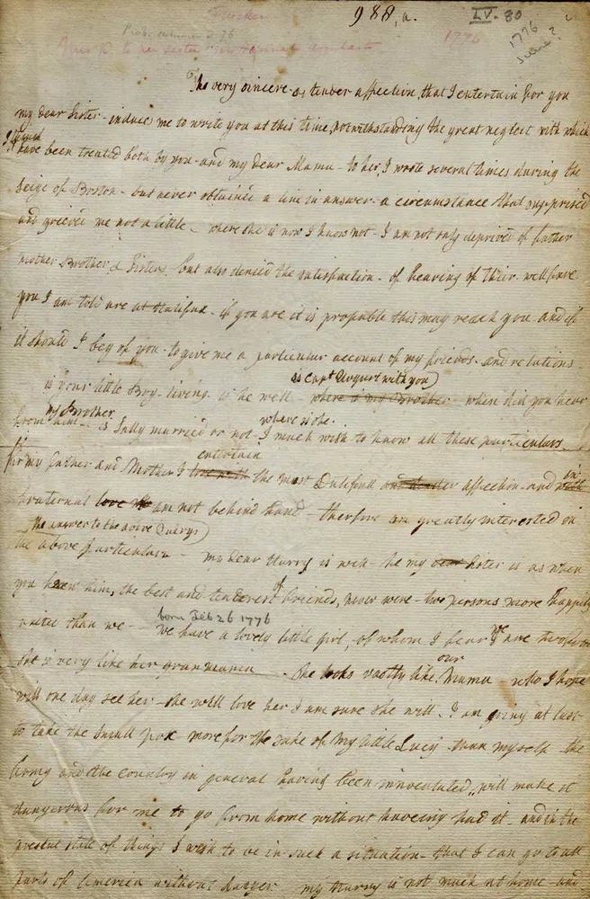 Lucy Knox to Hannah Urquhart, ca. 1776 (The Gilder Lehrman Institute of American History)