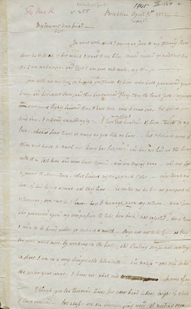  Lucy Knox to Henry Knox, April 31, 1777 (The Gilder Lehrman Institute of American History)