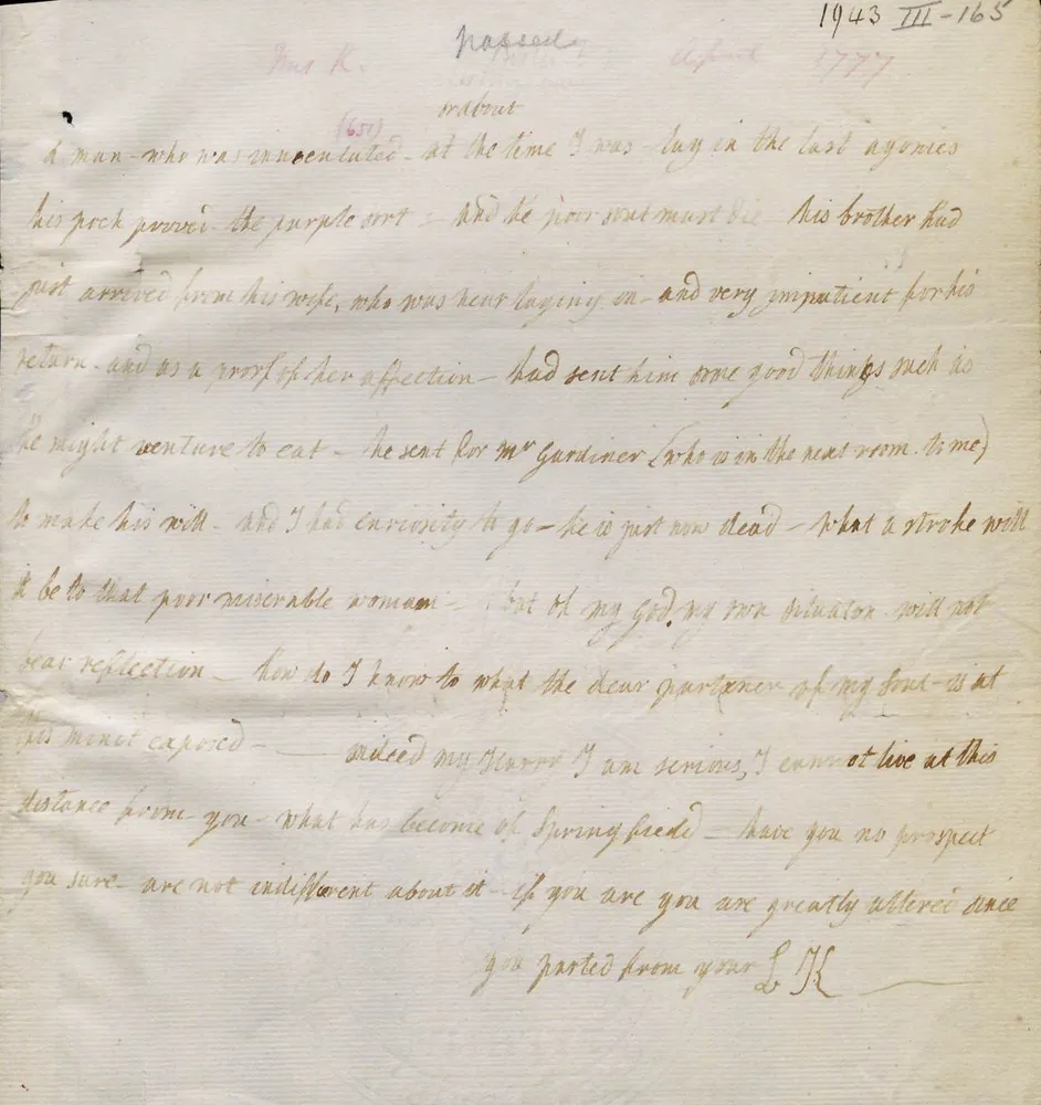  Lucy Knox to Henry Knox, April 31, 1777 (The Gilder Lehrman Institute of American History)