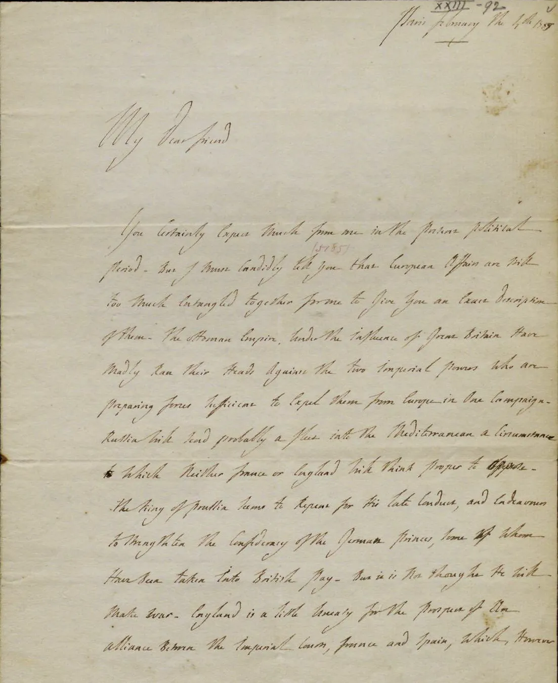 Marquis de Lafayette to Henry Knox, May 30, 1788. (The Gilder Lehrman Institute of American History)