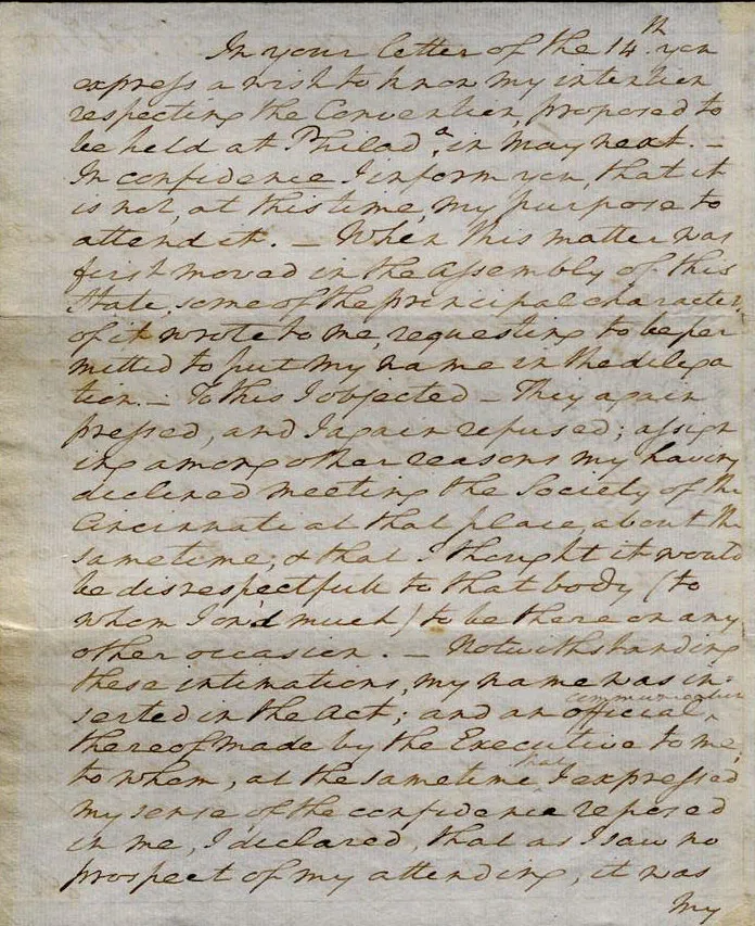 George Washington to Henry Knox, February 3, 1787 (The Gilder Lehrman Institute of American History)