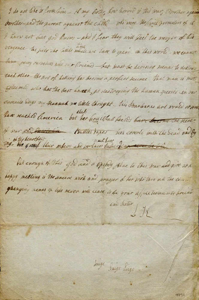 Lucy Knox to Hannah Urquhart, ca. 1776 (The Gilder Lehrman Institute of American History)