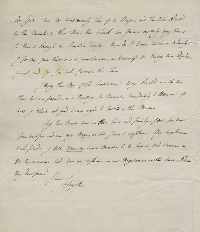 Marquis de Lafayette to Henry Knox, May 30, 1788 (The Gilder Lehrman Institute of American History)