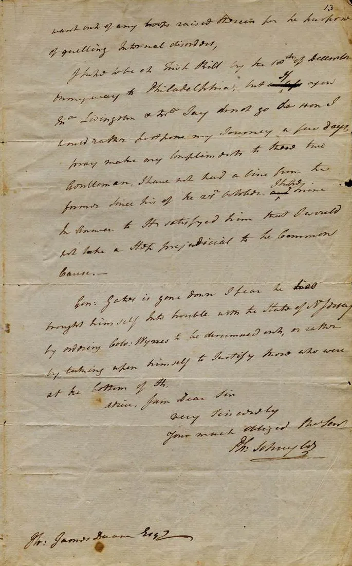 Philip John Schuyler to James Duane, November 27, 1776 (The Gilder Lehrman Institute of American History)