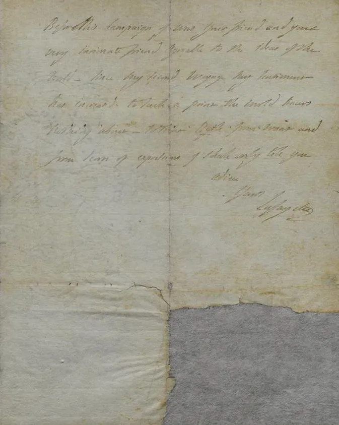 Marquis de Lafayette to Alexander Hamilton, November 28, 1780 (The Gilder Lehrman Institute of American History)