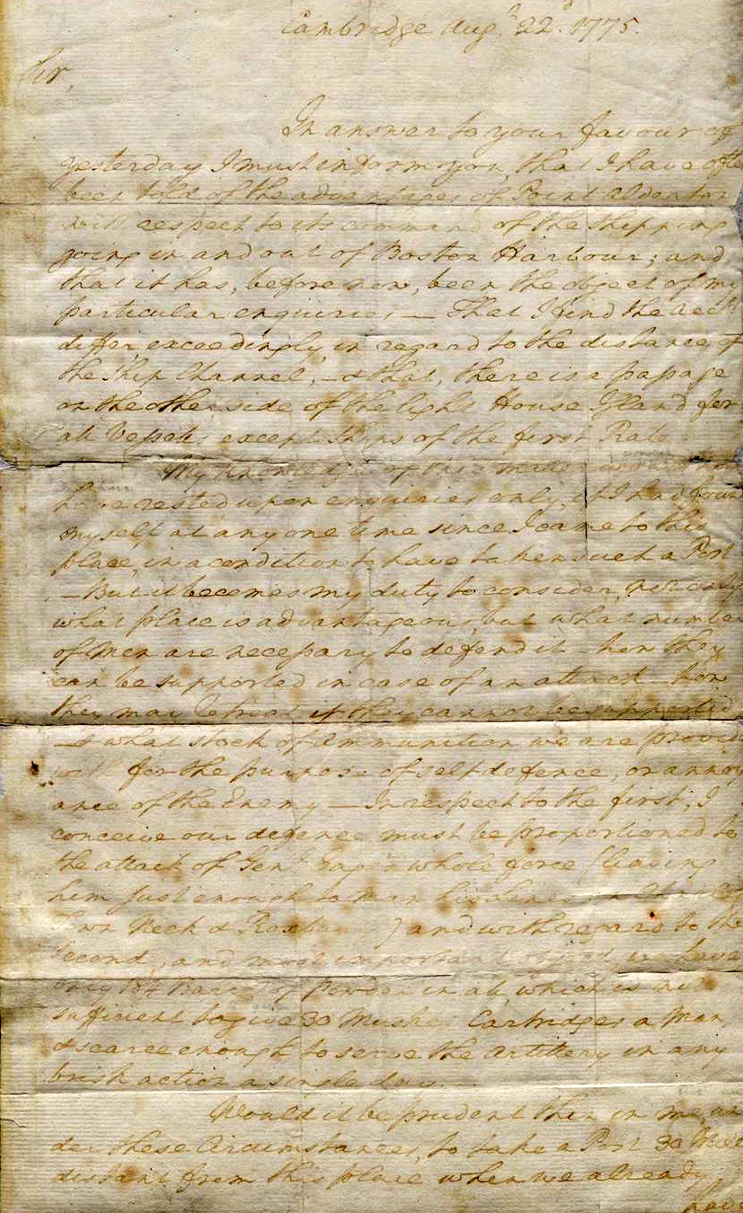 George Washington to Joseph Palmer, August 22, 1775 (The Gilder Lehrman Institute of American History)