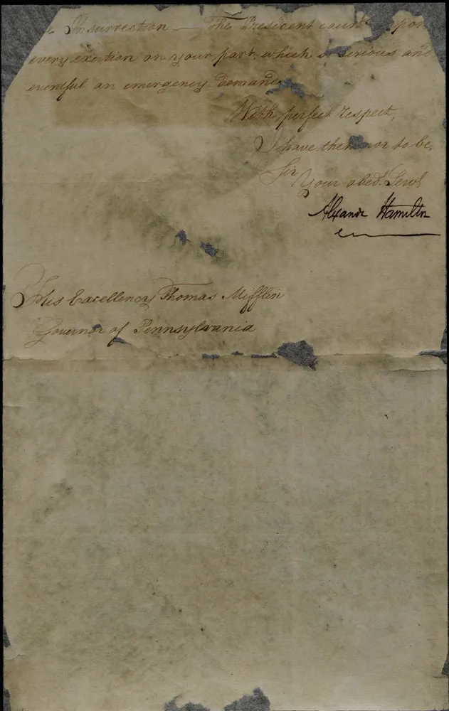 A Letter from Alexander Hamilton to Thomas Mifflin, September 20, 1794 (The Gilder Lehrman Institute of American History)