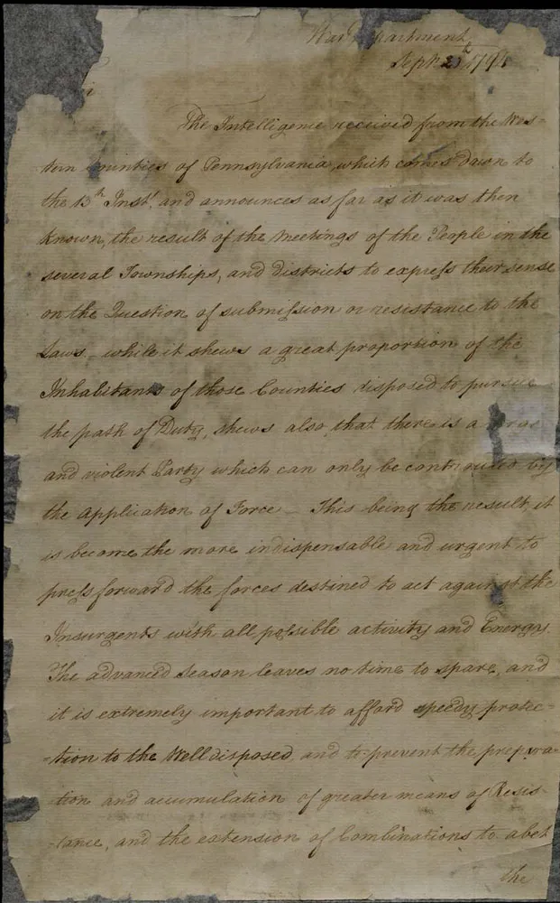 A Letter from Alexander Hamilton to Thomas Mifflin, September 20, 1794 (The Gilder Lehrman Institute of American History)