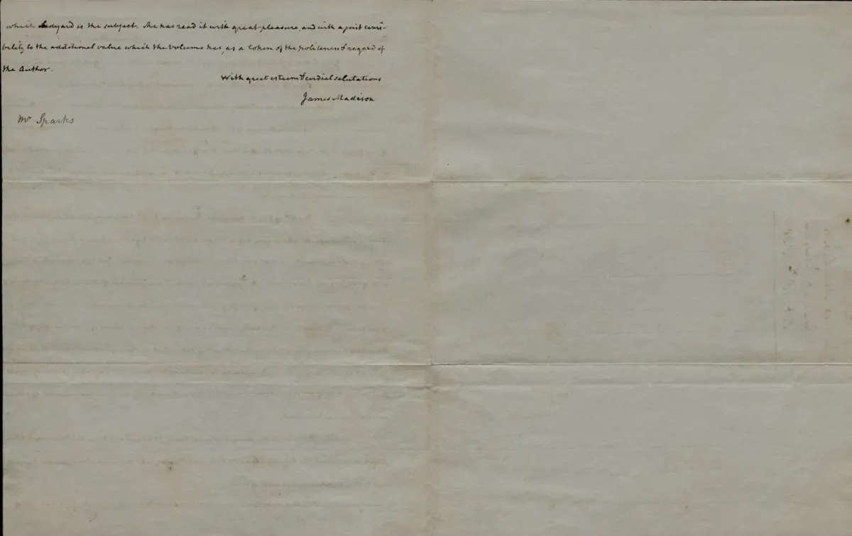 James Madison to Jared Sparks, October 5, 1830 (The Gilder Lehrman Institute of American History)