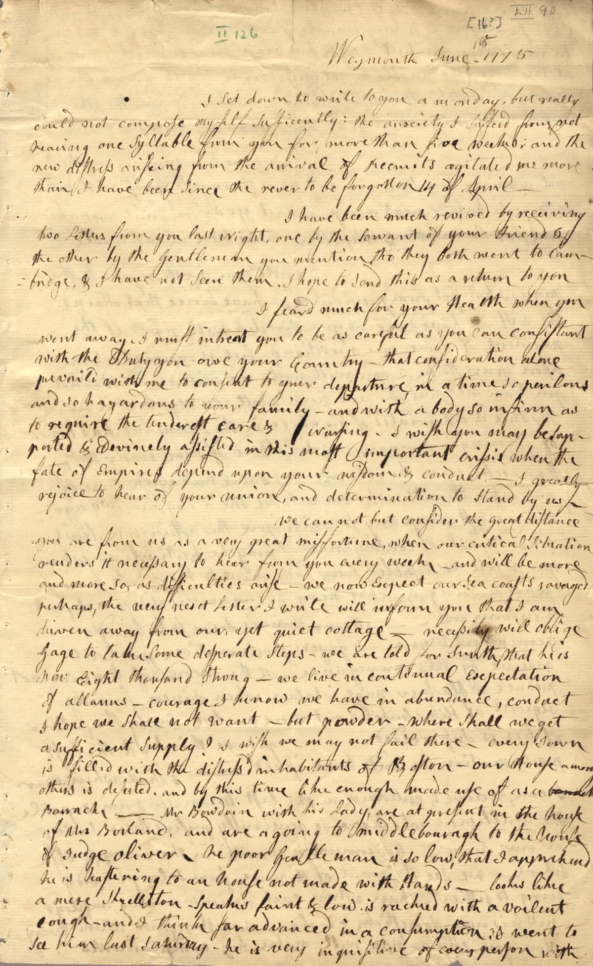 Abigail Adams to John Adams: Boston under Siege, 1775