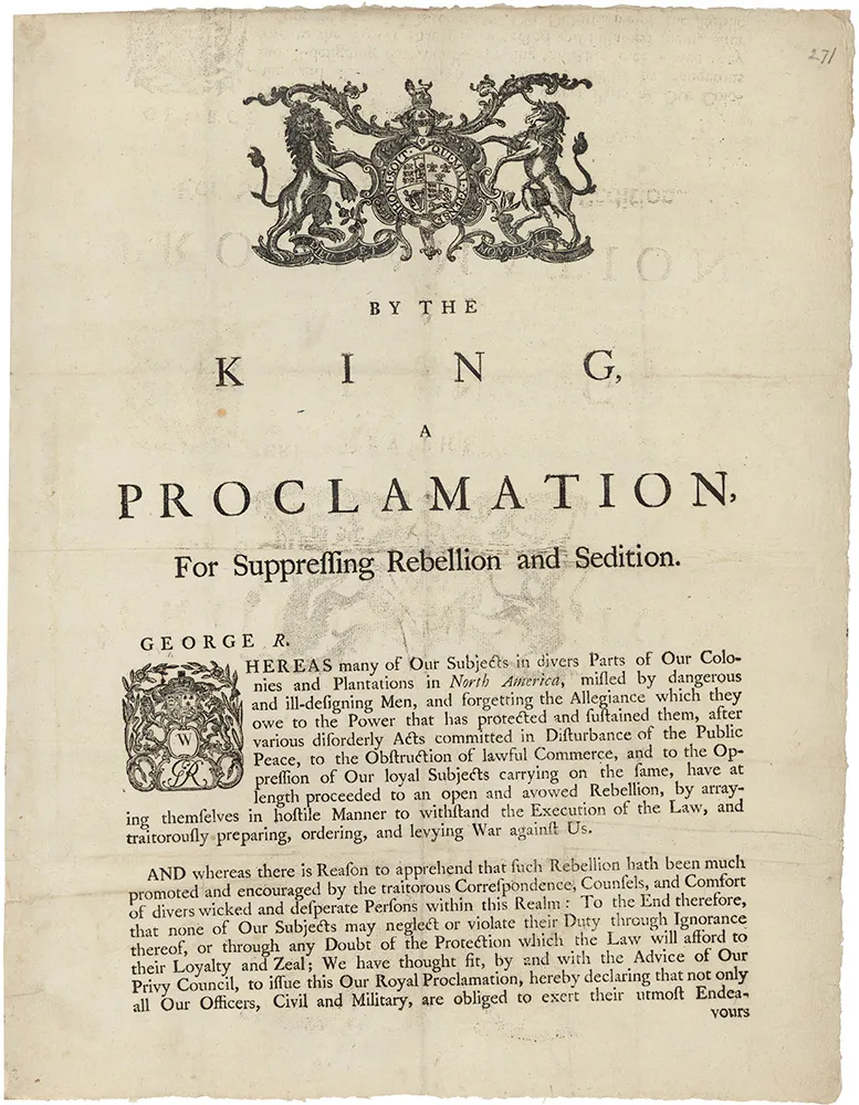 By the King, A Proclamation, For Suppressing Rebellion and Sedition, August 23, 1775 (National Archives)