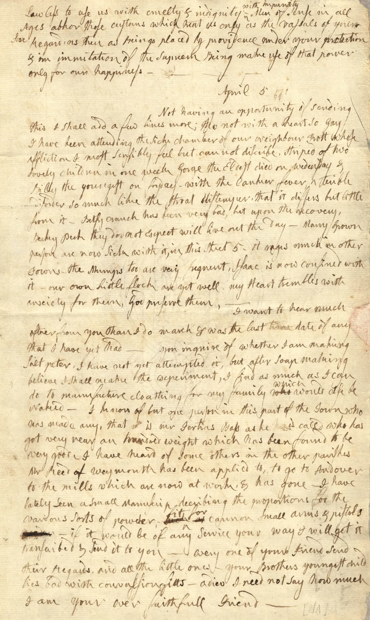 Abigail Adams to John Adams: “Remember the Ladies,” 1776 