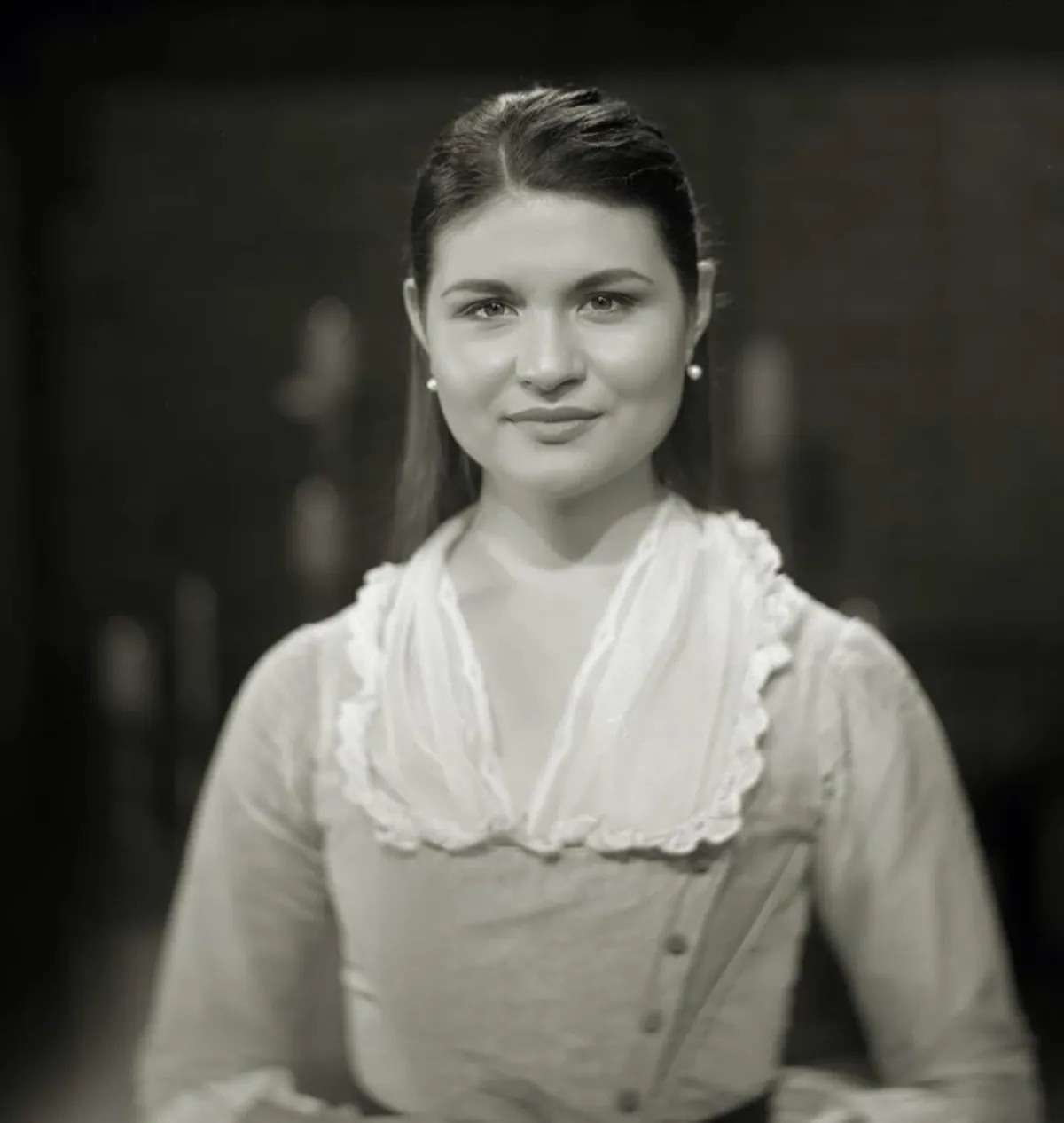 Phillipa Soo as "Eliza" Hamilton. Photo by Josh Lehrer using a camera lens from the mid-1800s.