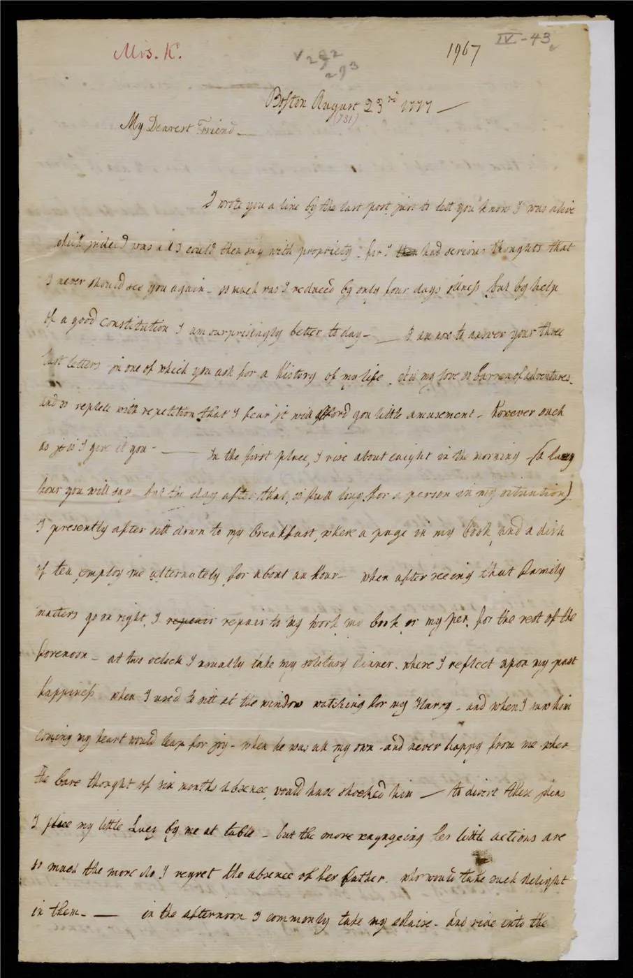 Lucy Flucker Knox, Letter to Henry Knox, August 23, 1777_Page_1