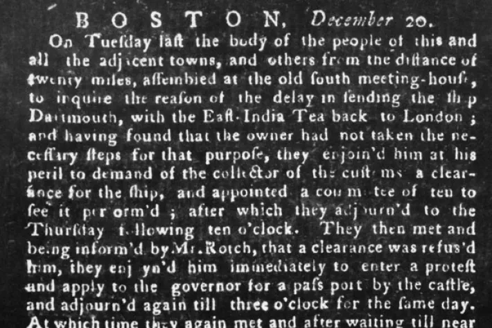 Boston Gazette, December 20, 1773 (Library of Congress)