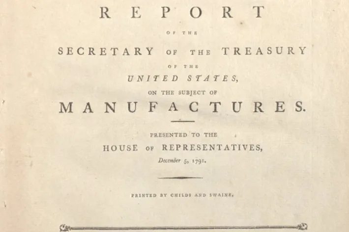 Title page of Alexander Hamilton’s Report ... on the Subject of Manufactures, December 5, 1791 (The Gilder Lehrman Institute of American History)