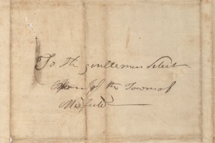 Petiton from Peter Kiteredge to the selectmen of Medfield, April 26, 1806. (The Gilder Lehrman Institute of American History)