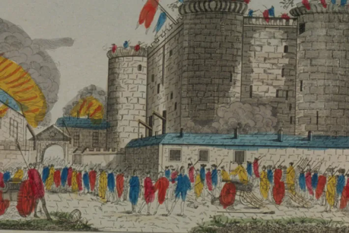 Citizens with guns and pikes outside of the Bastille, July 14, 1789 (Library of Congress)