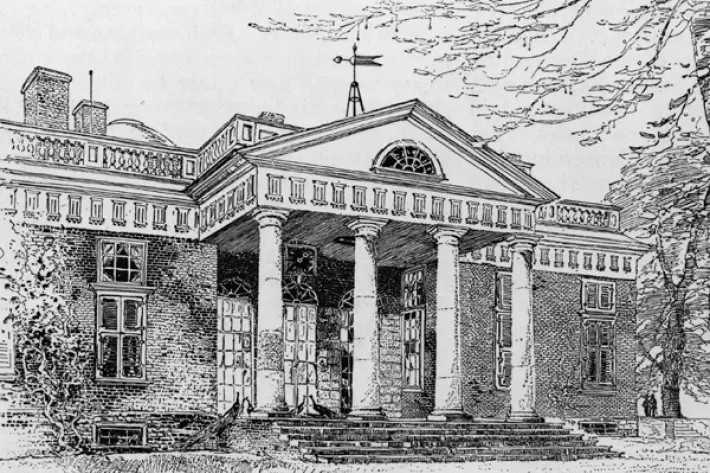 Engraving of Jefferson's Monticello from Century Magazine, May 1887. (Library of Congress)