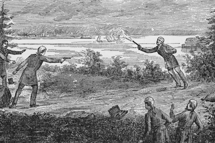 A 19th-century engraving of the Hamilton-Burr Duel (Granger)