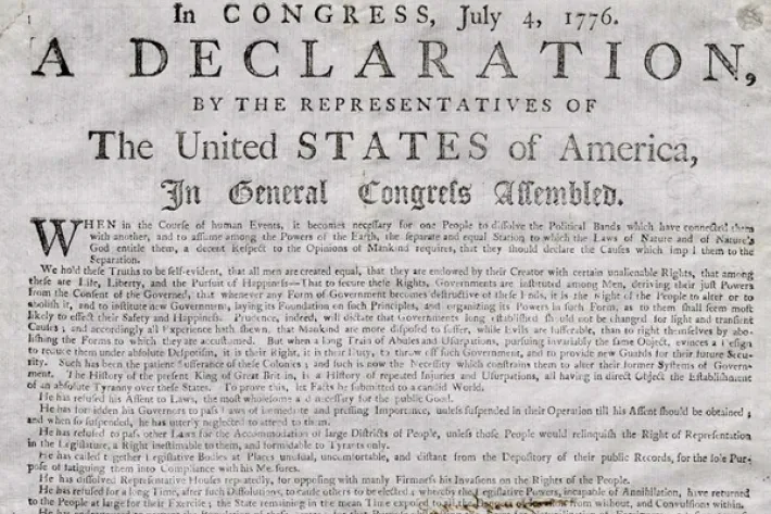 Declaration of Independence, Charleston, South Carolina, printed August 2, 1776 (The Gilder Lehrman Institute of American History)