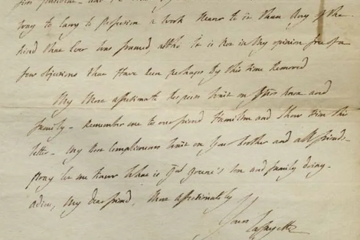 Marquis de Lafayette to Henry Knox, May 30, 1788. (The Gilder Lehrman Institute of American History)