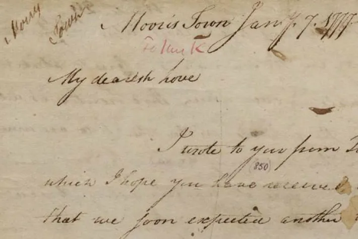 Henry Knox to Lucy Knox, January 7, 1777. (The Gilder Lehrman Institute of American History)