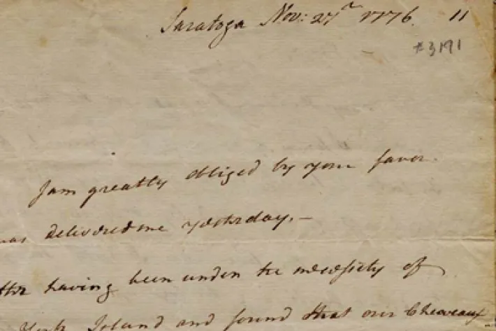 Philip John Schuyler to James Duane, November 27, 1776 (The Gilder Lehrman Institute of American History)