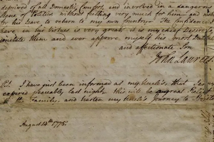 John Laurens to Henry Laurens, August 14, 1775 (The Gilder Lehrman Institute of American History)