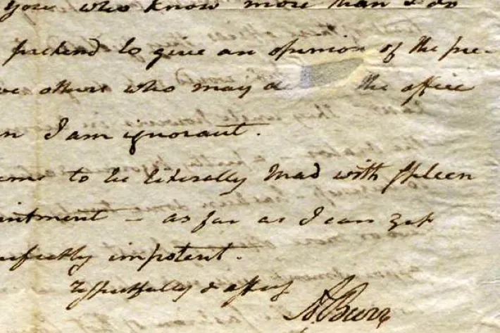 Aaron Burr to Thomas Jefferson, April 21, 1801 (The Gilder Lehrman Institute of American History)