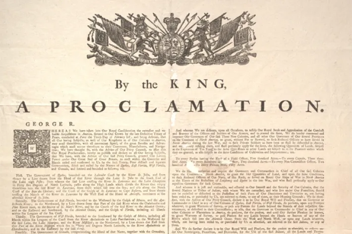 George III, Proclamation of 1763. (Gilder Lehrman Collection)