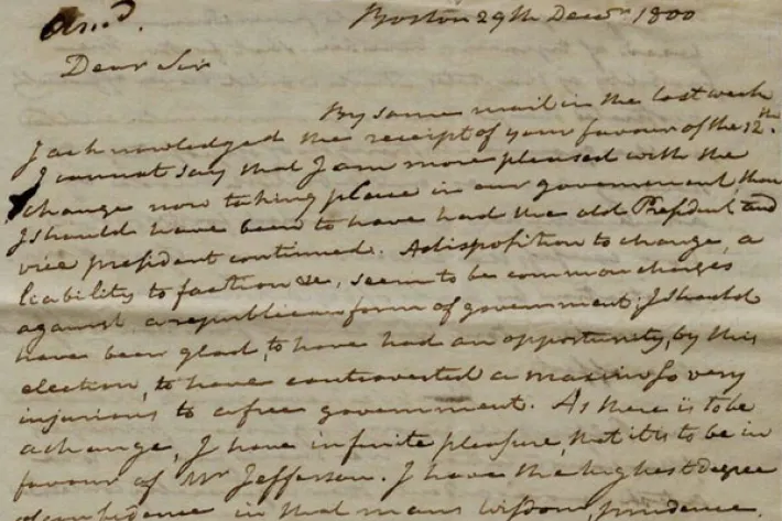 James Sullivan to John Langdon, December 29, 1800. (The Gilder Lehrman Institute of American History)