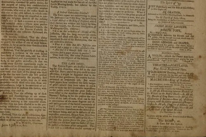 Eastern Argus, August 2, 1804 (The Gilder Lehrman Institute of American History)