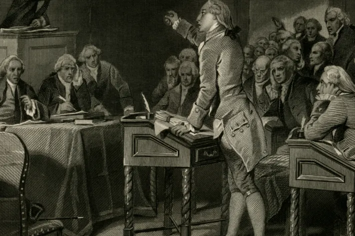 Patrick Henry addressing the Virginia Assembly, by Henry Bryan Hall (The Gilder Lehrman Institute of American History)