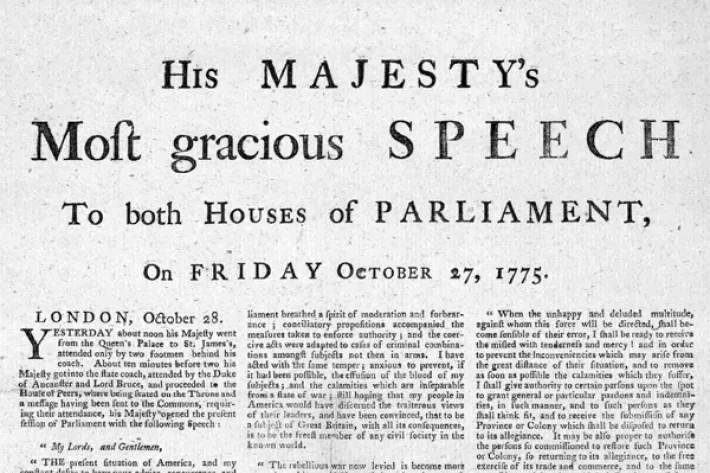 George III Addresses Parliament on the Rebellion, 1775 | Hamilton ...