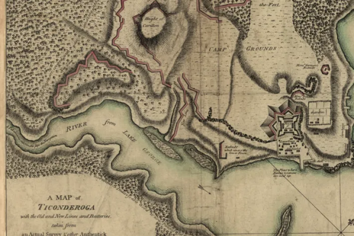 A Map of Ticonderoga with the old and new lines and batteries, Library of Congress