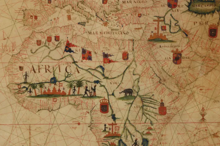 Detail from a portolan chart of the Atlantic Ocean, 1633. (Library of Congress)