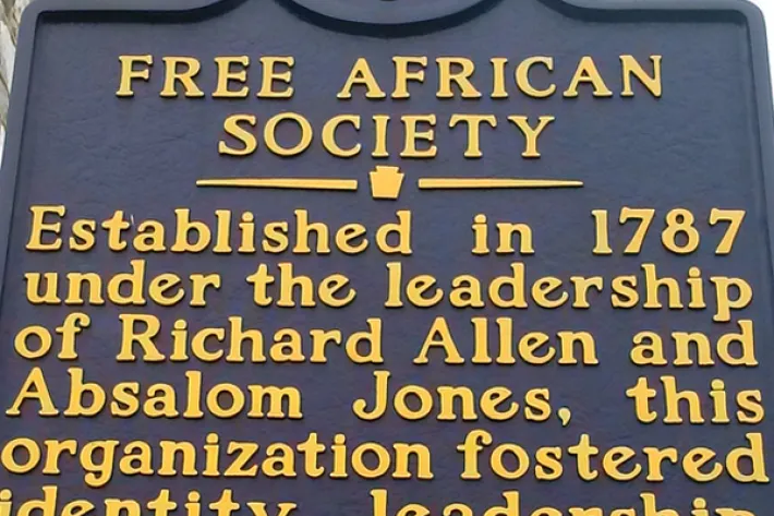 Free African Society historical marker in Philadelphia