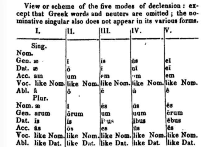 Latin declension from Mairs introduction, Google books