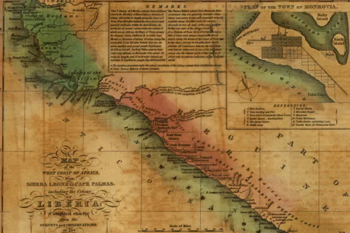 Map of the West Coast of Africa from Sierra Leone to Cape Palmas, including the colony of Liberia, !830, Library of Congress